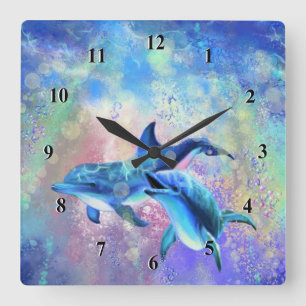 Happy Dolphin Family Horloge murale