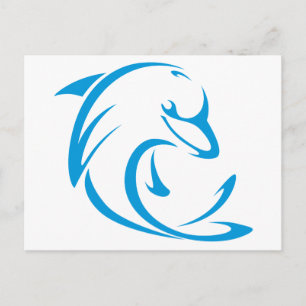 Happy Dolphin in Swing Drawing Style Briefkaart