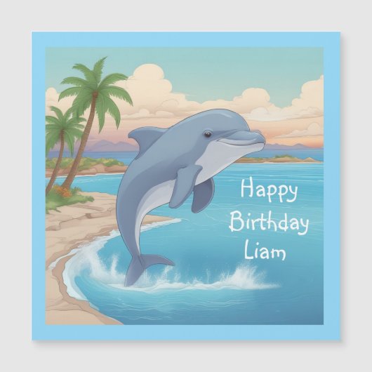 Happy Dolphin Magnetische Verjaardag Kaart (Voorkant)