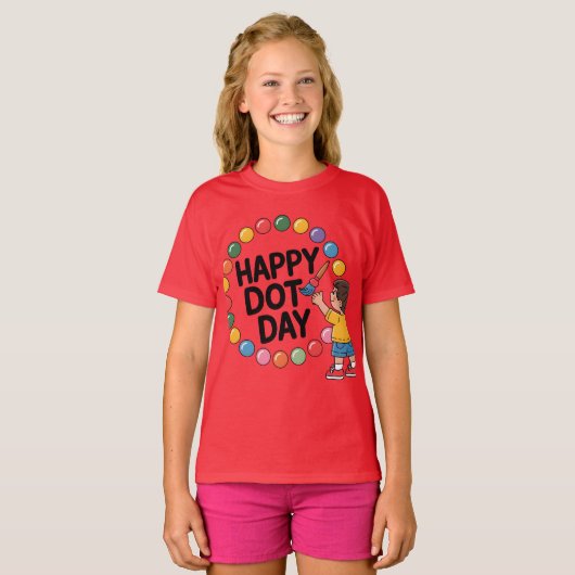 Happy Dot Day Funny Kleurrijke Polka Dots Kinder S T-shirt (Voorkant volledig)