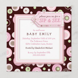 Happy Dot Sip en New Baby Welcome Invitation Kaart