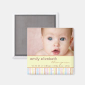 Happy Dots & Stripes Baby Photo Magnet (Recto/Verso)