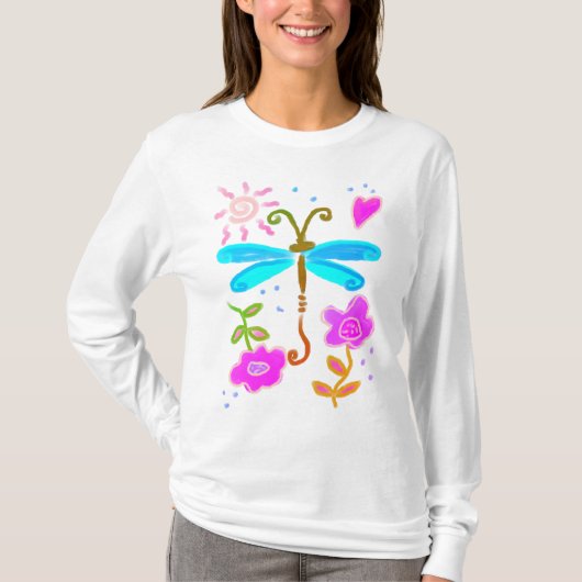 Happy Dragonfly Abstracte kunst Draag T-shirt (Voorkant)