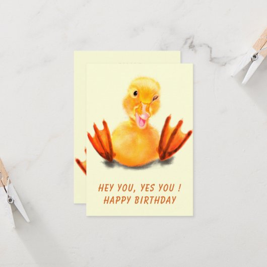 Happy Duck Funny Birthday Kaart - Aangepaste tekst (Voorkant / Achterkant in situ)