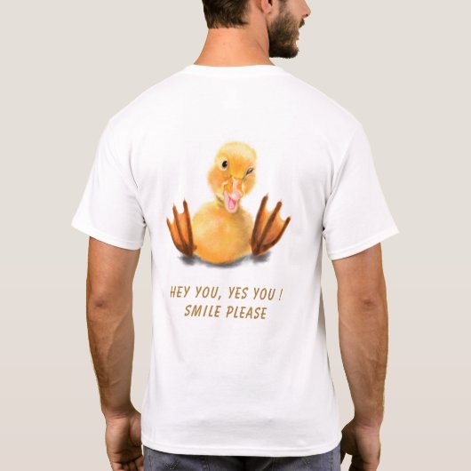 Happy Duck Funny T-Shirt - Aangepaste tekst en kle (Achterkant)