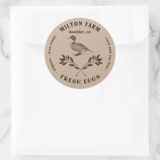 Happy Duck Laurel Tak Ei Karton Ronde Sticker (Tas)