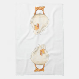 Happy Duck, Schattig Dier, Originele kunst, waterv Theedoek