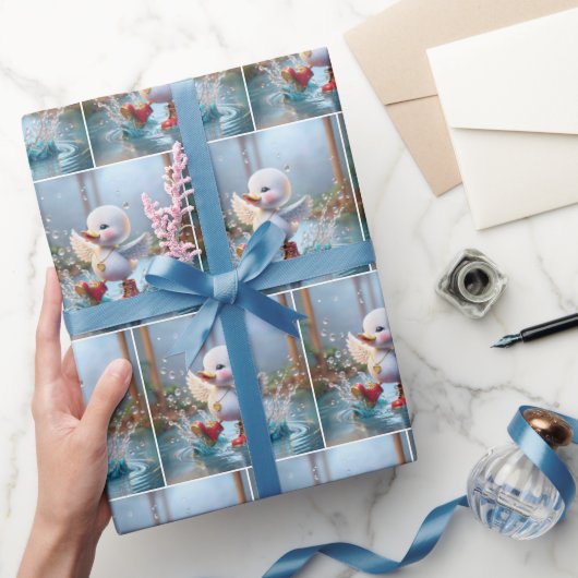 Happy Duckling in Rain Puddle Cadeaupapier (Geschenken)