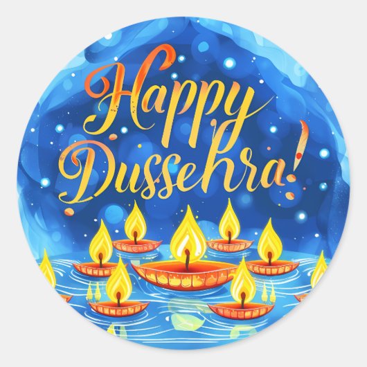 Happy Dusshehra Ronde Sticker (Voorkant)