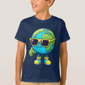 Happy Earth Buddy Tee Eco Globe Cartoon T-shirt (Voorkant)