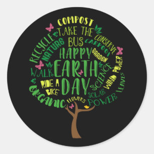 Happy Earth Day 2019's Cute Tree Tekening Ronde Sticker