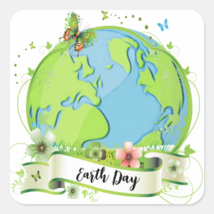 Happy Earth Day 2024 Vierkante Sticker
