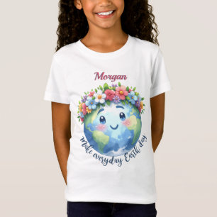Happy Earth Day 22 april Gepersonaliseerde bloemen T-shirt