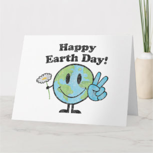 Happy Earth Day Cute Peace Sign Flower werkt Kaart
