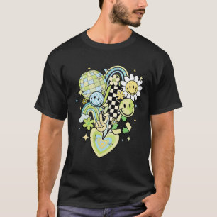 Happy Earth Day Groovy Smile Face Regenboog Vrouwe T-shirt