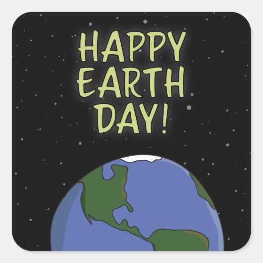 Happy Earth Day Hands Holding Planet in Space Vierkante Sticker (Voorkant)