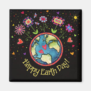 Happy Earth Day Inspirativiteit Wereld Leuke Bloem Magneet