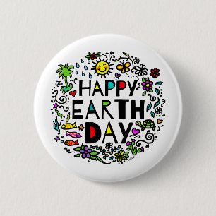 Happy Earth Day Ronde Button 5,7 Cm