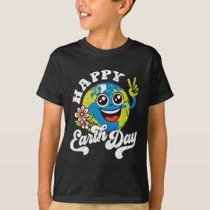 Happy Earth Day Schattige vredesteken Bloem T-shirt