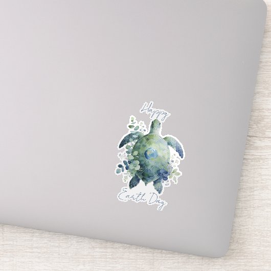 Happy Earth Day Turtle Design Sticker (Detail)