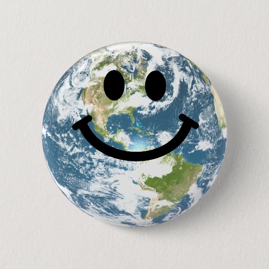 Happy Earth face Ronde Button 5,7 Cm (Voorkant)