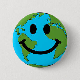 Happy Earth Face Ronde Button 5,7 Cm