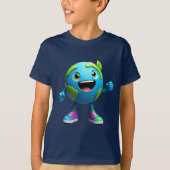 Happy Earth Kids T-Shirt Cute Planet Cartoon (Voorkant)