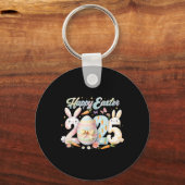 Happy Easter 2025 Bunny Rabbit Face Paasdag Wom Sleutelhanger (Voorkant)