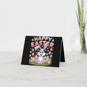 Happy Easter 2025 Eggs Bunny Schattige Konijn Kaart (Voorkant)