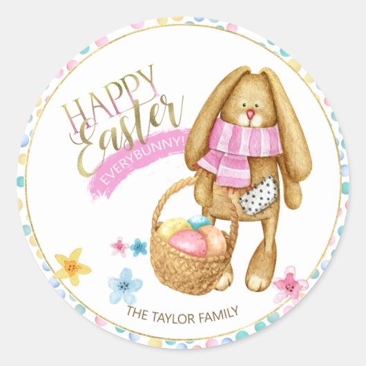 Happy Easter Allebunny ID640 Ronde Sticker (Voorkant)