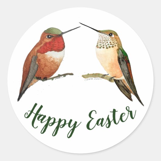 Happy Easter Allen's Hummingbird Ronde Sticker (Voorkant)