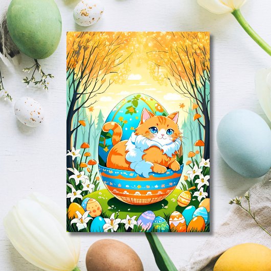 Happy Easter Anime Cat Feestdagen Kaart