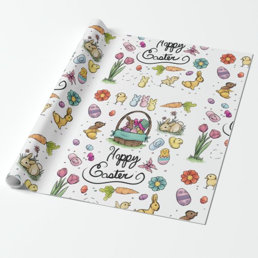 Happy Easter Art Cadeaupapier (Uitgerold)