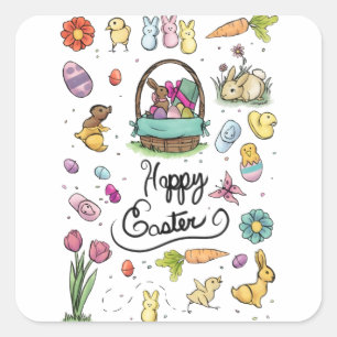 Happy Easter Art Vierkante Sticker