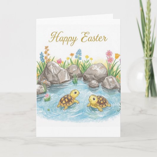 Happy easter baby turtles kaart (Voorkant)