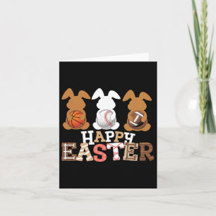 Happy Easter Baseball Football Basketbal Bunny Ra Kaart
