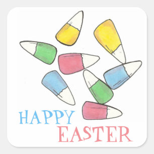 Happy Easter Basket Candy Corn Candycorn Kernels Vierkante Sticker