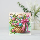 Happy Easter Basket Print Design Kaart (Staand voorkant)