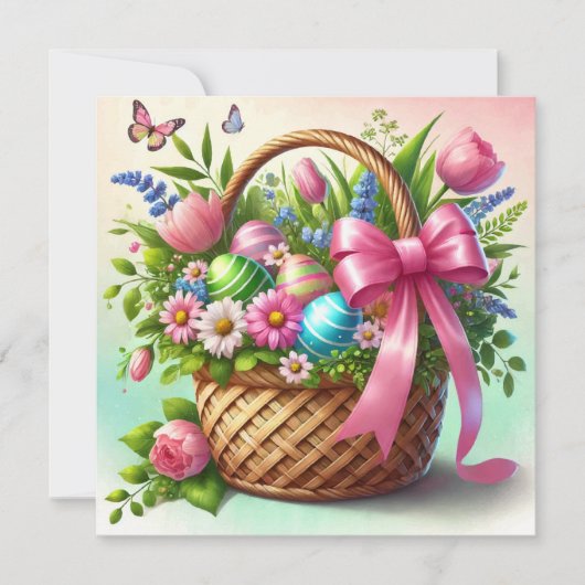 Happy Easter Basket Print Design Kaart (Voorkant)