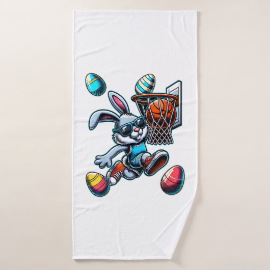 Happy Easter Basketball Boys Easter Bunny Funny Ea Badhanddoek (Badhanddoek)