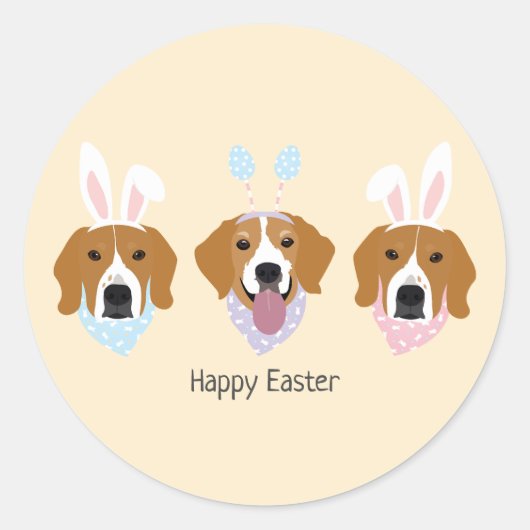 Happy Easter Beagle Honden Ronde Sticker (Voorkant)