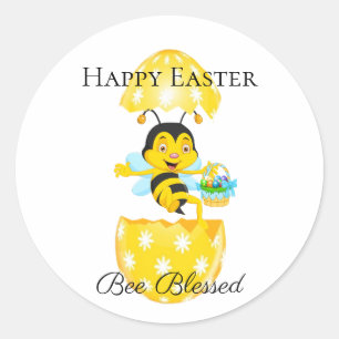 Happy Easter Bee Blessed Cartoon Ronde Sticker