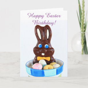 Happy Easter Birthday Bunny and Eggs wenskaart Feestdagen Kaart