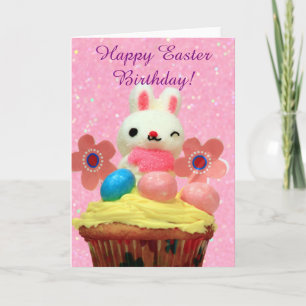 Happy Easter Birthday Bunny and Eggs wenskaart Feestdagen Kaart