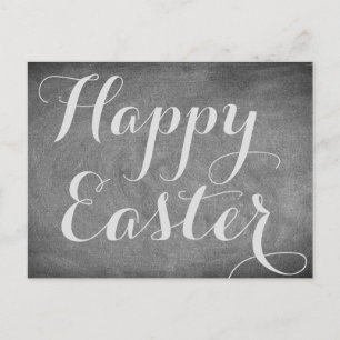 Happy Easter Black White Chalkboard Typografie Feestdagenkaart