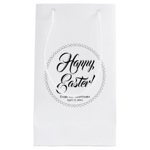 Happy Easter black white harten aangepast script s Klein Cadeauzakje