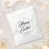 Happy Easter Black white harts aangepaste script c Bedankzakje (Geknipt)