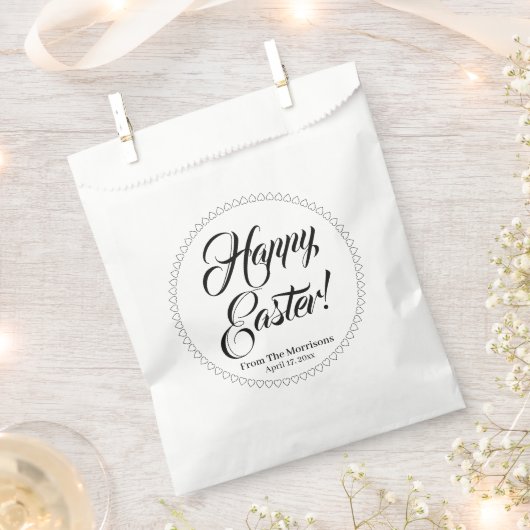 Happy Easter Black white harts aangepaste script c Bedankzakje (Geknipt)