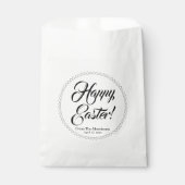 Happy Easter Black white harts aangepaste script c Bedankzakje (Voorkant)