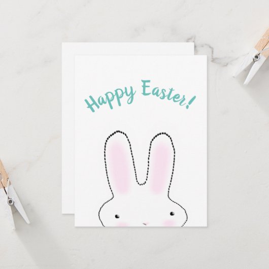 Happy Easter blauwgroen grappig, aangepast script  Kaart (Voorkant / Achterkant in situ)